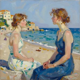 impasto painterly sketch, in rich glossy oil paint of a beautiful italian beach scene, frank auerbach and claire tabouret
