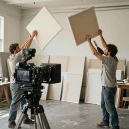 1 9 1 2 photograph of painters throwing canvases toward the first photographic camera