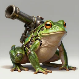 a giant frog with a giant cannon in his back, exoskeleton, technology, posing, elegant, highly detailed, digital painting, artstation, concept art, smooth, sharp focus, illustration, art by krenz cushart and artem, demura and alphonse mucha