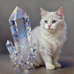 a fusion of a crystal and a cat, oil painting, ultradetailed, artstation, ultradetailed, digital painting, ultradetailed