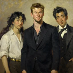 christopher hemsworth, painting by gaston bussiere, j. c. leyendecker, yoji shinkawa, katayama bokuyo