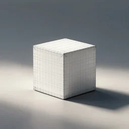 wireframe of a single cube in the centre of the picture, with the horizon in the middle of the screen, no lighting, no shade