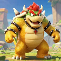 an in game portrait of bowser from the legend of zelda breath of the wild, breath of the wild art style.