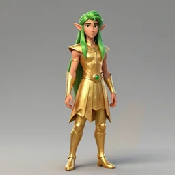 Avan Jogia as an elf. Green hair and golden clothes. Character design by charlie bowater, ross tran, artgerm, and makoto shinkai, detailed, inked, western comic book art, 2021 award winning painting