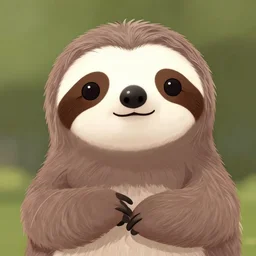 a cute sloth with yinyang painted on face