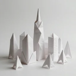 origami city, concept art, sharp focus, 8k