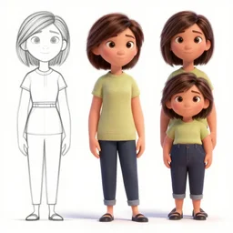A Mom, pixar character model sheet turnaround, studio, trending in Artstation, official media, 4K HD, by Bill Presing