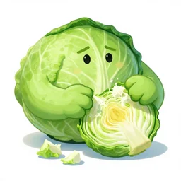 a cabbage monster eating a cabbage, tearing a cabbage apart and jamming bits of cabbage into its mouth, ultra detailed, 8 k, trending on artstation, award - winning art,
