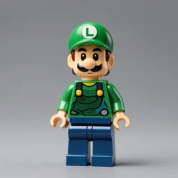 lego figurine of luigi, studio lighting, macro lens, high quality