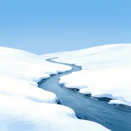 stark minimalist frozen creek snowdrift landscape by bill watterson from mulan ( 1 9 9 8 )