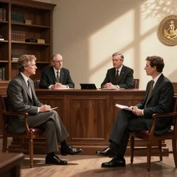 lawyers arguing in the style of norman rockwell