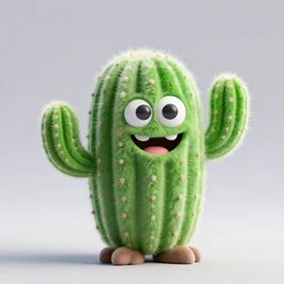 fluffy cactus 3 d. smilling, monster.