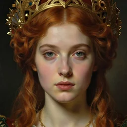 detailed realistic face portrait of a beautiful young medieval queen by jean delville, art nouveau, symbolist, visionary, gothic