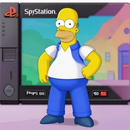 homer simpsons as a tekken 1 character, playstation, 3 d render, retro gaming