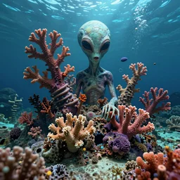 strange alien coral reef, digital art