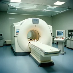 a huge octo mri machine and control panels in the glass laboratory inspection room, film still from the movie directed by denis villeneuve with art direction by salvador dali, wide lens