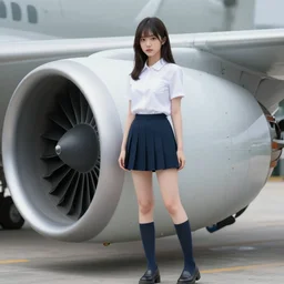 a girl cosplaying as a jet engine
