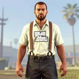 steve smith jr in lumberjack outfit with suspenders grand theft auto 5 cover art, epic, 4 k resolution, extremely detailed, very sharp, artstation, digital art, vibrant,