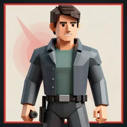Tom Cruise as Solid Snake, low poly, Soviet era propaganda poster