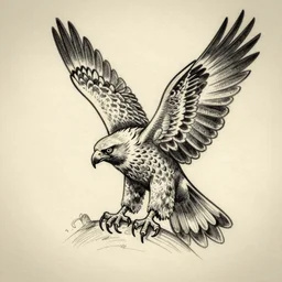 tattoo sample stencil. pencil sketch, hawk