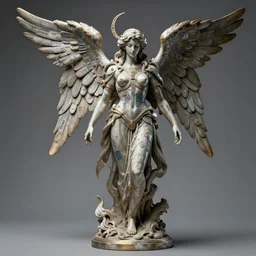 extremely realistic cyberpunk archangel, rococo statue, studio photo, photorealistic, highly detailed, magick, technology, sigils, circuitry,