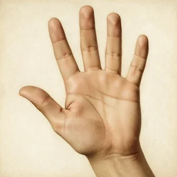 a human hand, 1 thumb and 4 fingers by leonardo de vinci