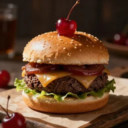 a cherry chocolate hamburger