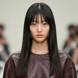 ektachrome, youthful asian demure, exquisite features, feminine cut, frontiers in flight leather, chie yoshii, paolo roversi