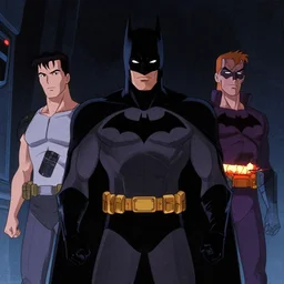 a screenshot from episode of the animated show'batmanbeyond'( 1 9 9 9 - 2 0 0 1 ) produced by alan burnett, paul dini, glen murakami, and bruce timm. film grain. matte painting. masterpiece. cel shading. dark color scheme. cyberpunk theme.