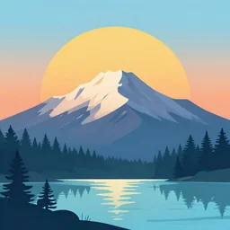 sunrise mountain water vector illustration digital art by samuel smith trending on artstation