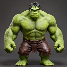 a leather wayang, in the appearance of the incredible hulk