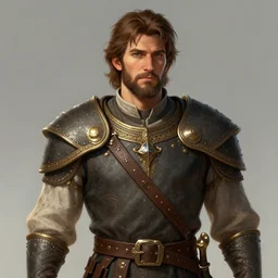 5 0 years old man : : brown hair, stubble beard : : decorated medieval clothing : : high detail, digital art, rpg, concept art, illustration