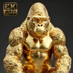 portrait of gorilla gold statue reflect chrome, 8 k uhd, unreal engine, octane render in the artstyle of finnian macmanus, john park and greg rutkowski