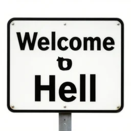 'Welcome to Hell' on a sign