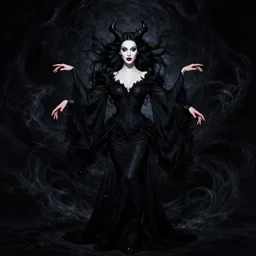 style of daido moriyama : : gorgeous willa holland : : evil witch, swirling black magic, black dress : : symmetrical face, symmetrical eyes : : full body pose : : gorgeous black hair : : magic lighting, low spacial lighting : :