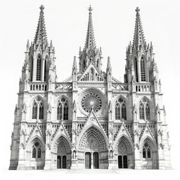 technical sketch of gothic cathedral, intricate, highly detailed