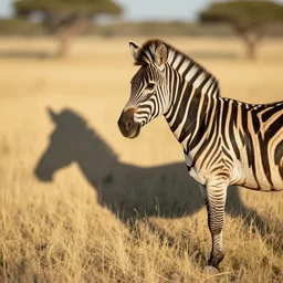 the zebra is wondering about the shadow that he sees.
