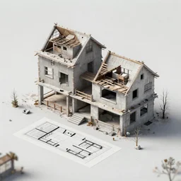 a beautiful ultradetailed render of nature unfinished building urbex house plan abandoned building by odile decq, lake evil galactic sunlight, archdaily, wallpaper, highly detailed, trending on artstation.
