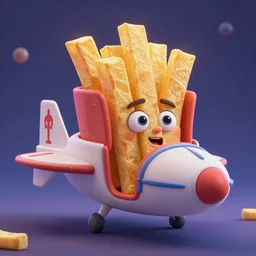 portrait of a spaceship with the shape of french fries. pixar disney 4 k 3 d render funny animation movie oscar winning trending on artstation and behance, ratatouille style