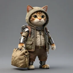 humanoid homeless cat holding a bindle, concept art, d & d, fantasy