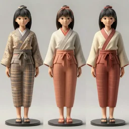 japanese doll sculptures, realistic portraits, full body, unreal engine, 3 d, octane render, hd