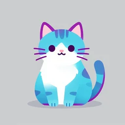 minimalist vector art of a cyan and magenta tabby cat, cute, trending on artstation, 8 k, 4 k