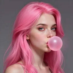 Stern girl with pink bubblegum hair, Martine Johanna, intricate, highly detailed, digital painting, artstation, concept art, smooth, sharp focus, illustration, Unreal Engine 5, 8K, art by artgerm and greg rutkowski and Martine Johanna