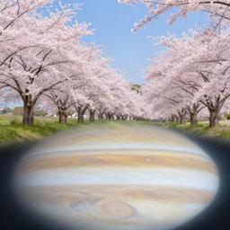 japanese cherry field on the surface of jupiter