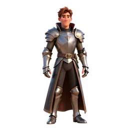 armored prince in regal attire, stylized pixar-style 3d render, full body, standing, isolated on a pure white background, centered, whole figure in frame, sharp focus, studio lighting
