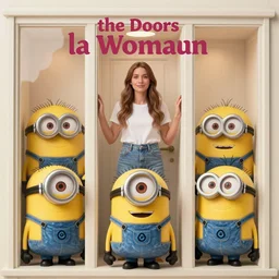 the doors la woman album cover but the people are replaced by minions