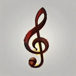 minimal acorn that turns into a tree in the shape of a treble clef, a big rip down the middle, splashes of color, inspirational and powerful, keith haring