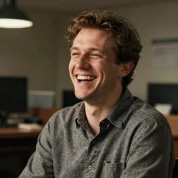 laughing guy at work
