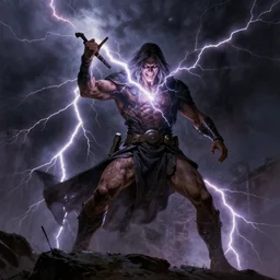 the god of lightning by Greg rutkowski