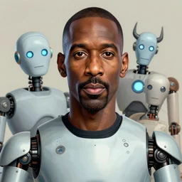 a highly detailed beautiful portrait of dave chappelle as a [ [ robot ] ] by gregory manchess, james gurney, james jean